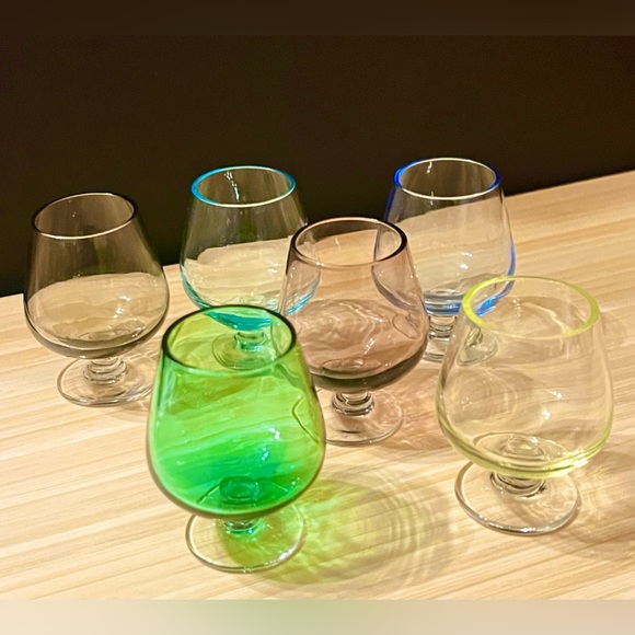 Vintage Barware Brandy Snifters/aperitif Set of 6 w/ Uranium 2.25” T - Picture 1 of 5